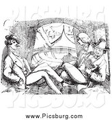 Clip Art of Retro Men in a Carriage in Black and White by Picsburg