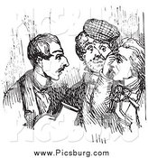 Clip Art of Retro Talking Men in Black and White by Picsburg