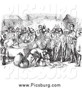 Clip Art of Vintage Men in Court in Black and White by Picsburg