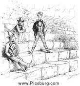 Clip Art of Vintage Men in the Amphitheatre in Verona in Black and White by Picsburg