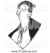 Vector Clip Art of a Black and White Grumpy Business Man by Picsburg
