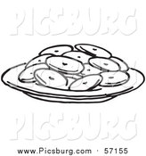 Vector Clip Art of a Black and White Plate of Cookies by Picsburg