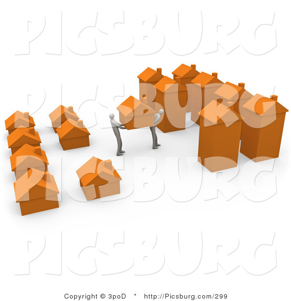 Clip Art of 3d People Moving Their Home