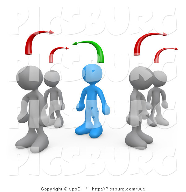 Clip Art of 3d People Thinking Differently from Others