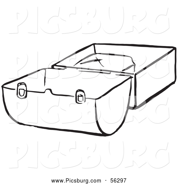 Clip Art of a Black and White Lunch Box