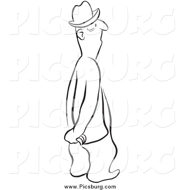 Clip Art of a Black and White Man with His Hands Behind His Back