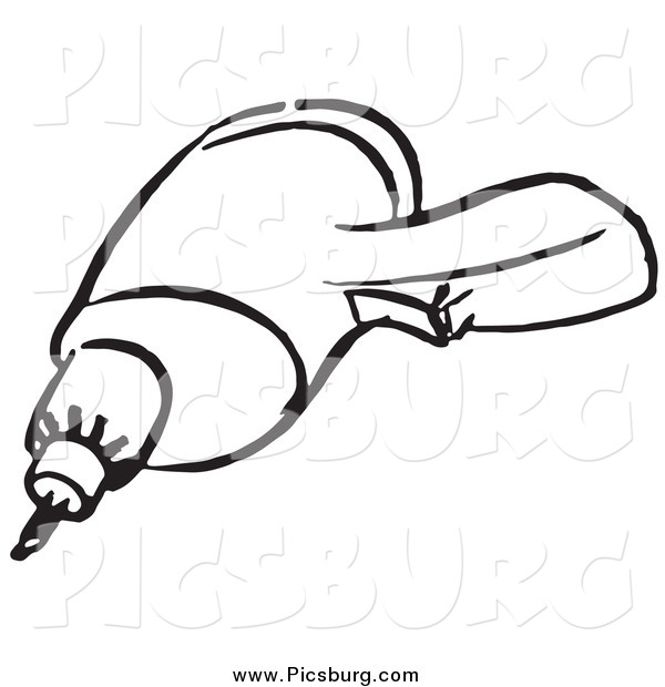 Clip Art of a Black and White Power Drill