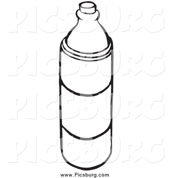 Clip Art of a Black and White Water Bottle