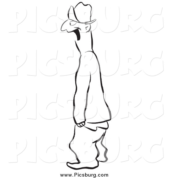 Clip Art of a Gaping Man in Black and White