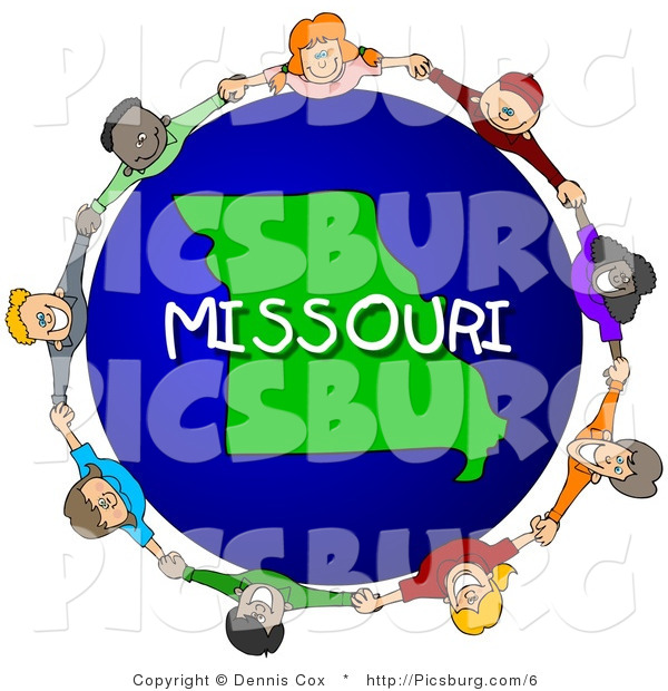 Clip Art of a Missouri Globe and People Holding Hands