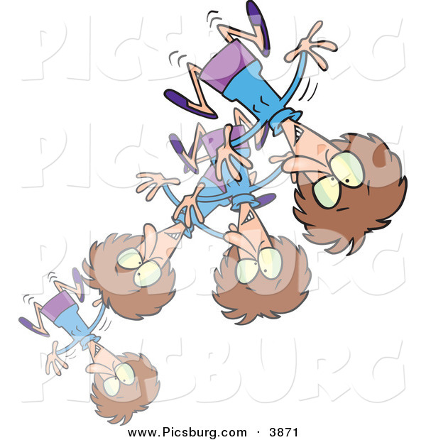 Clip Art of a Stressed or Excited Brunette Woman Bouncing Around