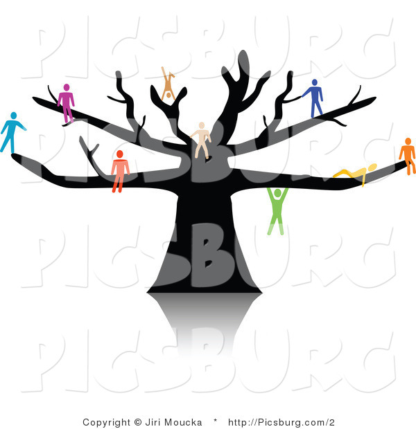 Clip Art of a Tree with Colorful People