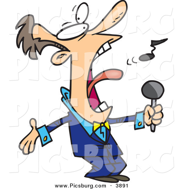 Clip Art of an Obnoxious Loud Man in a Blue Suit, Singing the Anthem