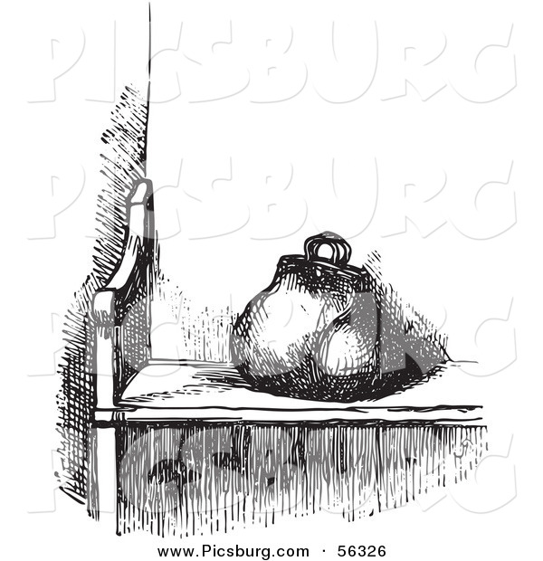 Clip Art of an Old Fashioned Vintage Bag on a Bench in Black and White
