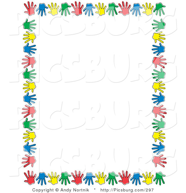 Clip Art of Colorful Hand Prints Forming a Border