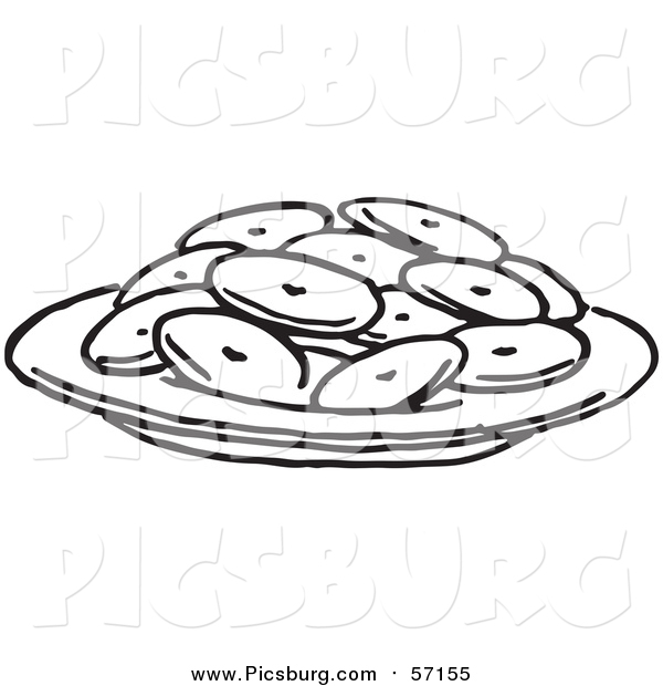 Vector Clip Art of a Black and White Plate of Cookies