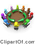Clip Art of a 3d Diverse Group Holding a Meeting About Running an Environmentally Friendly Company by