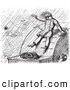 Clip Art of a Black and White Man in the Rain by Picsburg