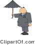Clip Art of a Businessperson Standing Outside Under an Umbrella in Rainy Weather by Djart