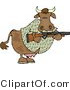 Clip Art of a Camouflaged Cow Holding a Hunting Rifle, Facing the Right by Djart