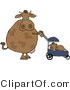 Clip Art of a Caring Mother Cow Pushing Her Calf in a Baby Stroller by Djart