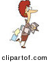 Clip Art of a Caucasian Office Assistant Woman Carrying Company Files by Toonaday