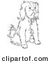 Clip Art of a Cavalier King Charles Spaniel Dog Sitting on Ground - Black and White Line Art by Picsburg