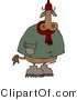 Clip Art of a Cold Cow Wearing Winter Clothing and Hat and Standing Outside by Djart