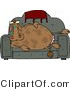Clip Art of a Couch Potato Cow Sitting and Resting on the Couch by Djart