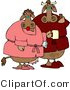 Clip Art of a Cow Pair Wearing Red and Pink Housecoats in the Morning by Djart