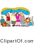 Clip Art of a Gathering of Friends and Family Going River Rafting by Djart