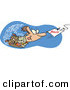 Clip Art of a Goofy White Man Swimming After a Hooked Bonus Underwater by Toonaday