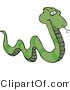 Clip Art of a Green Patterned Snake Tasting the Air with Its Tongue or Hissing by Djart