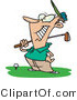 Clip Art of a Grinning Happy Male Golfer near a Ball, Holding His Golf Club and Standing on the Green by Toonaday