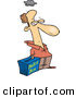 Clip Art of a Grumpy Caucasian Voter with His Hand Inside a Ballot Box - Stuffing the Ballot Box by Toonaday