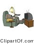 Clip Art of a Lazy Dog Relaxing in a Recliner with a Beer, Changing TV Channels with Remote Controller by Djart