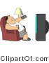 Clip Art of a Lazy Fat Male Sitting on a Couch, Channel Surfing the TV, and Drinking Beer by Djart
