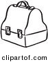 Clip Art of a Lunch Box - Black and White Line Art by Picsburg