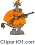 Clip Art of a Male Cow Hunter Holding a Hunting Rifle in His Hands by Djart