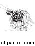 Clip Art of a Navy Soldier Shooting Siege Gun - Black and White by Picsburg