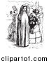 Clip Art of a Nun and People on a Boat in Black and White by Picsburg