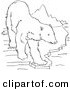 Clip Art of a Polar Bear Standing on an Ice Ledge near Mountains - Black and White Line Art by Picsburg