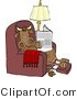 Clip Art of a Relaxed Cow Sitting on a Recliner Chair and Reading a Newspaper with His Feet up by Djart