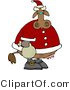 Clip Art of a Spotted Brown Santa Cow with a Bag by Djart