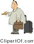 Clip Art of a Weary Caucasian Traveler Businessman Checking into a Hotel by Djart