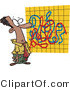 Clip Art of an African American Man Looking at a Crazy Colorful Graph Chart by Toonaday