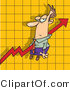 Clip Art of an Increase Arrow on a Graph Chart, Going Right Through a Caucasian Man by Toonaday