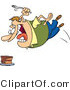 Clip Art of an Obese and Hungry Caucasian Man Diving Towards a Cake with a Fork by Toonaday