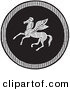 Clip Art of an Old Fashioned Vintage Black and White Emblazoned Pegasus Shield by Picsburg