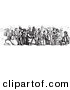 Clip Art of an Old Fashioned Vintage Crowd on a Rhine Boat in Black and White by Picsburg